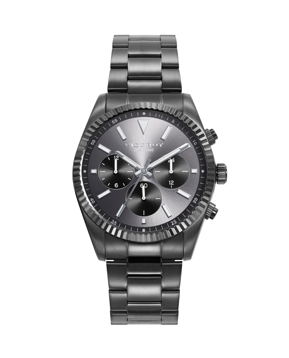 Relógio Analógico Chic com Caixa e Bracelete de Aço Ip em Cinzento Cinzento-escuro-1