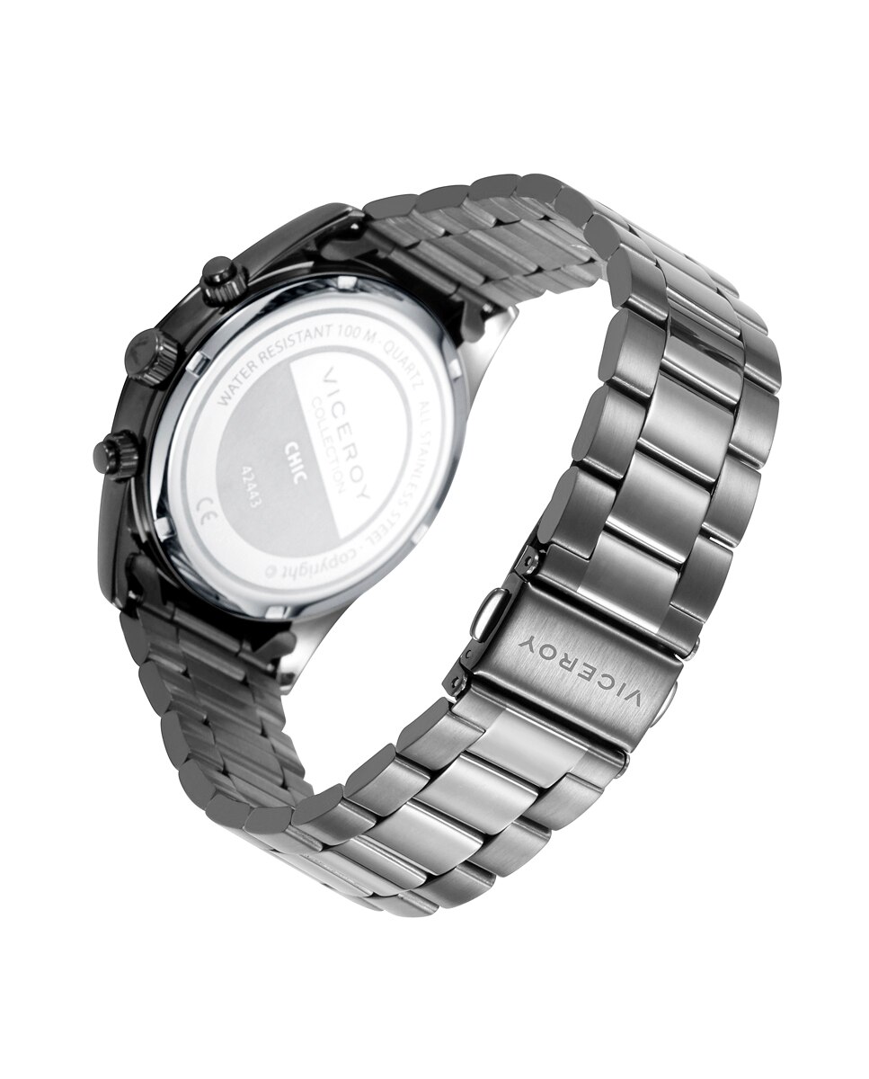 Relógio Analógico Chic com Caixa e Bracelete de Aço Ip em Cinzento Cinzento-escuro-2