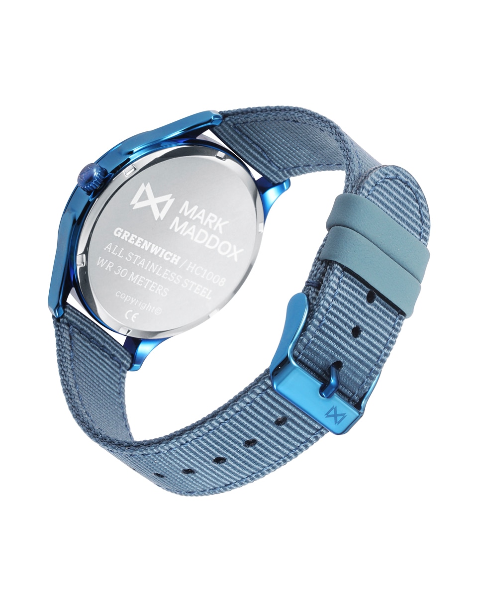 Relógio Analógico Greenwich, Três Ponteiros Caixa de Aço em Azul com Bracelete de Nylon e Mostrador em Azul Azul-antracite-2