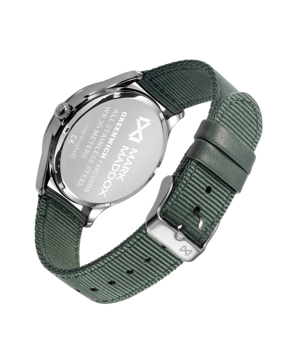 Relógio Analógico Greenwich, Caixa de Aço e Bracelete de Nylon em Verde Preto / Verde-2