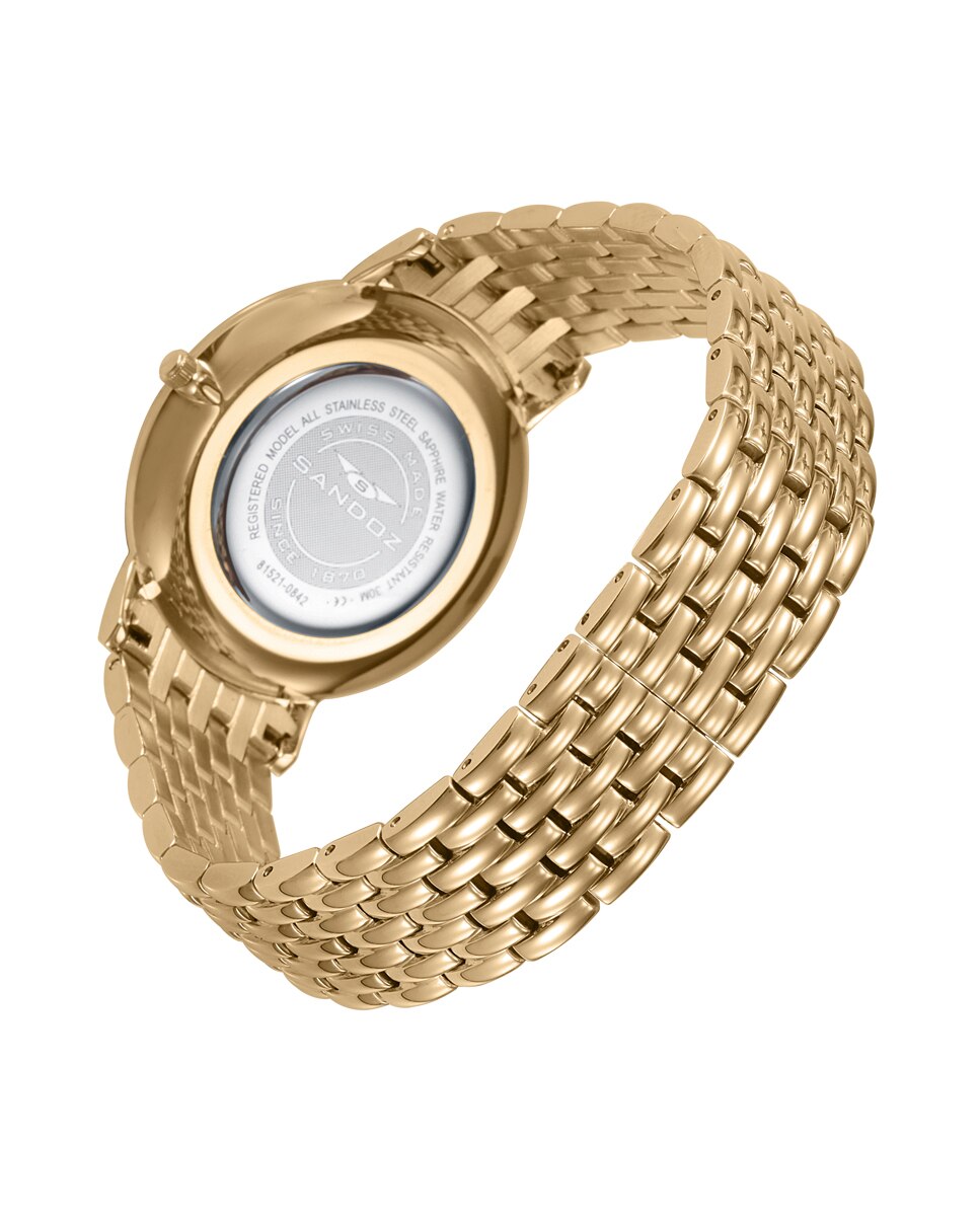 Relógio Elegant com Caixa e Bracelete de Aço em Ip Dourado Ouro-2