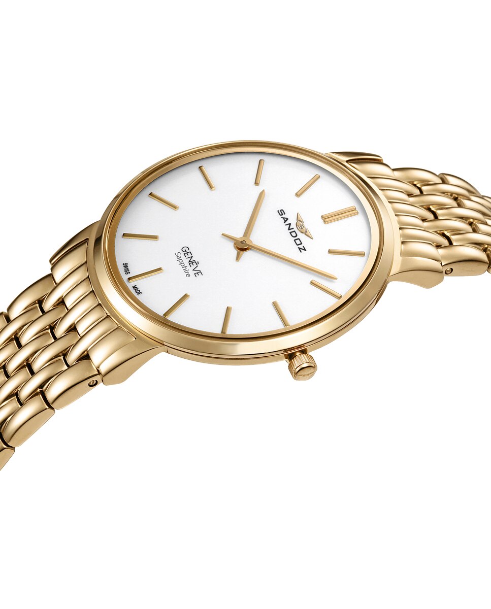 Relógio Elegant com Caixa e Bracelete de Aço em Ip Dourado Ouro-3