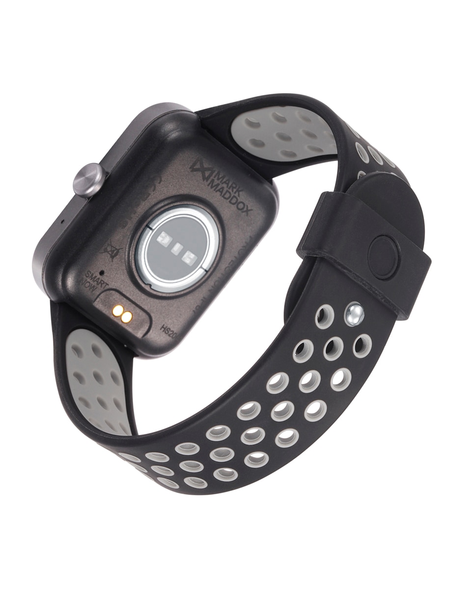 Smartwatch de Policarbonato em Preto e Bracelete de Silicone Perfurada Bicolor em Preto e Cinzento Preto / Cinzento-2