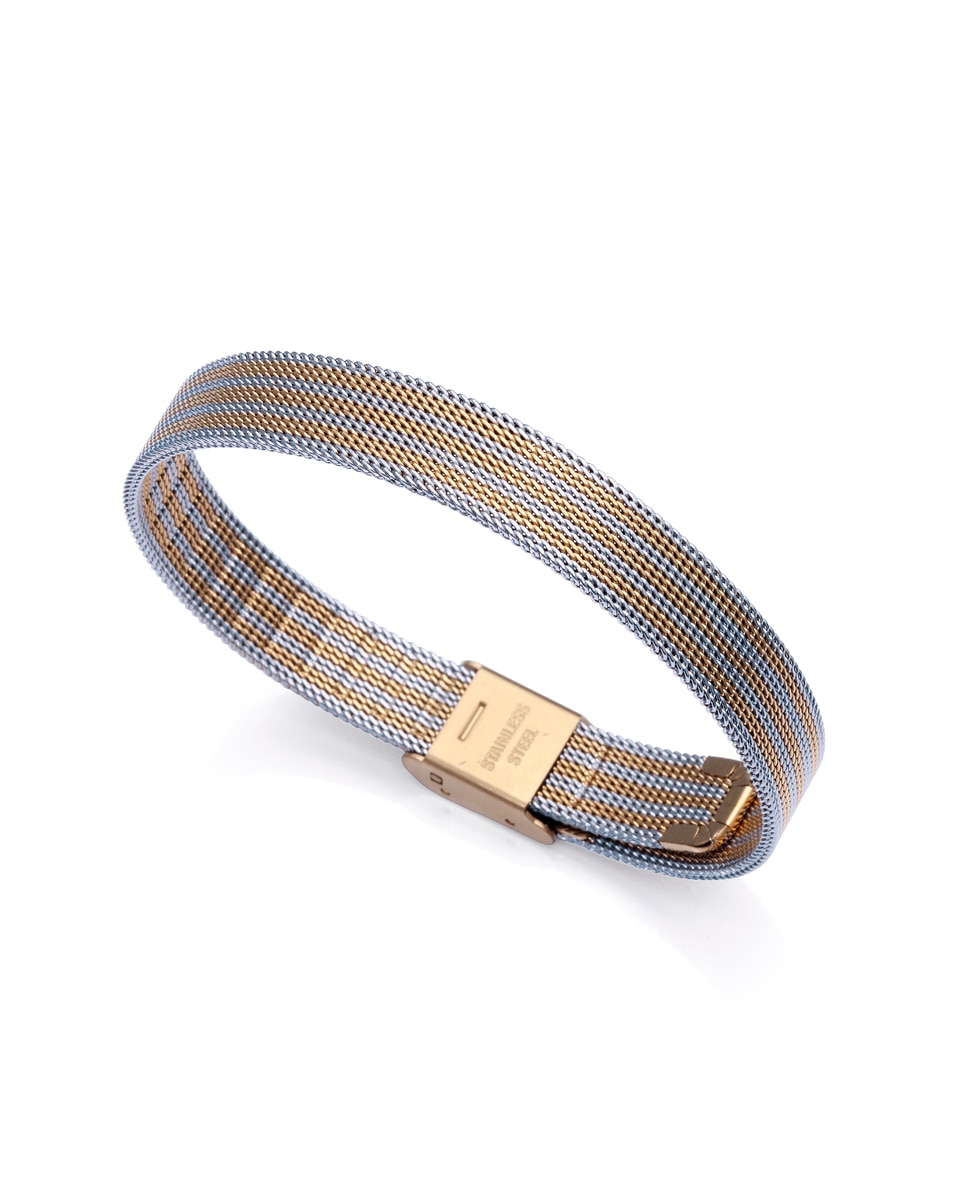 Pulseira de Corrente Chic de Aço Bicolor em Ip Dourado e Aço Multicolor-1