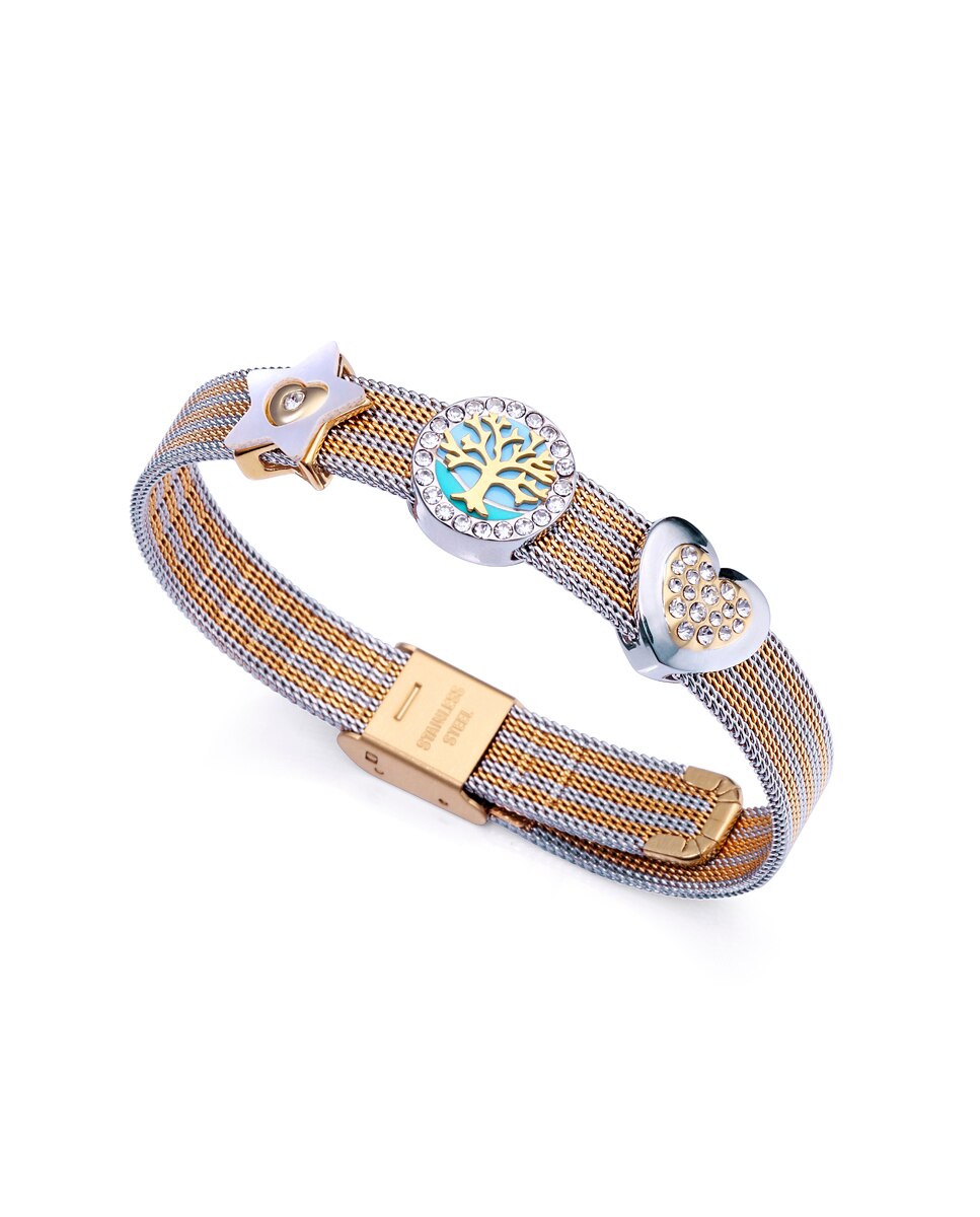 Pulseira de Corrente Chic de Aço Bicolor em Ip Dourado e Aço Multicolor-2