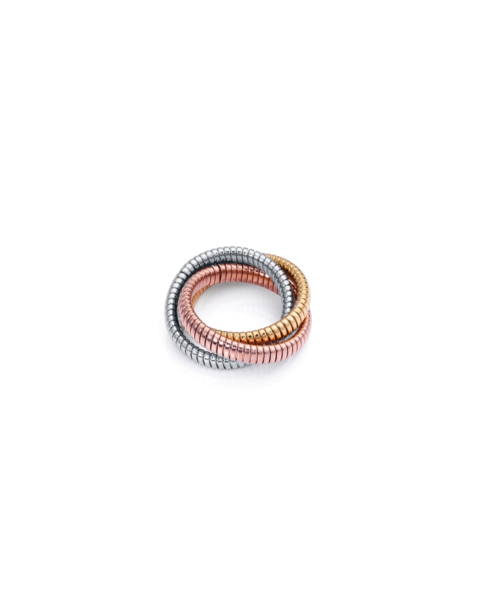Anéis Chic de Aço em Ip Dourado e Ip Rosa Multicolor-1