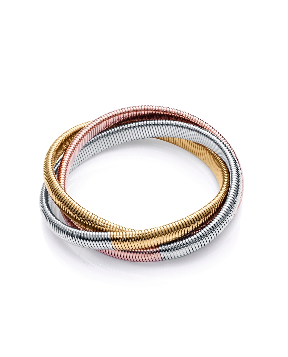 Pulseira Chic de Aço em Ip Dourado e Ip Rosa Multicolor-1