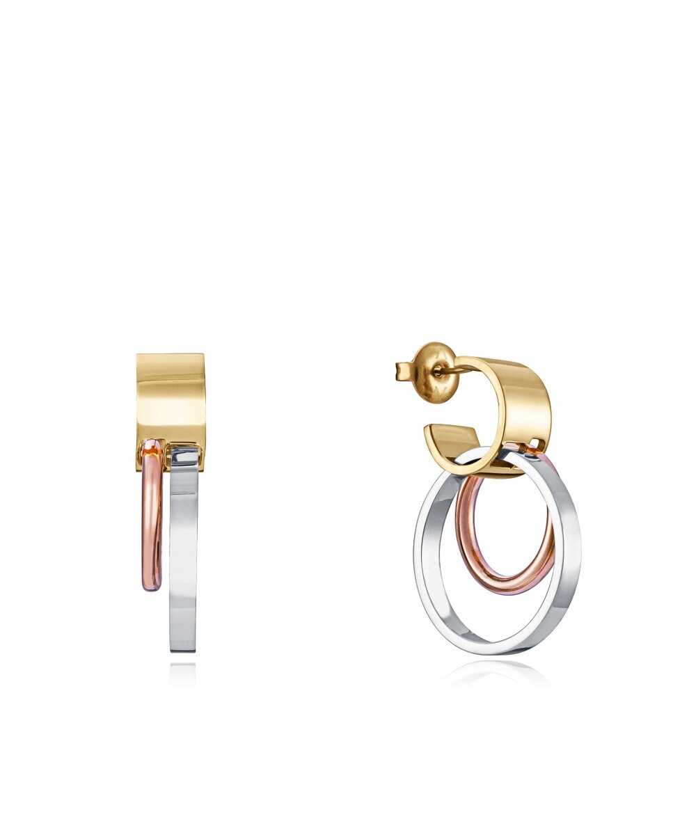 Brincos Air de Aço em Ip Dourado e Ip Rosa Multicolor-1