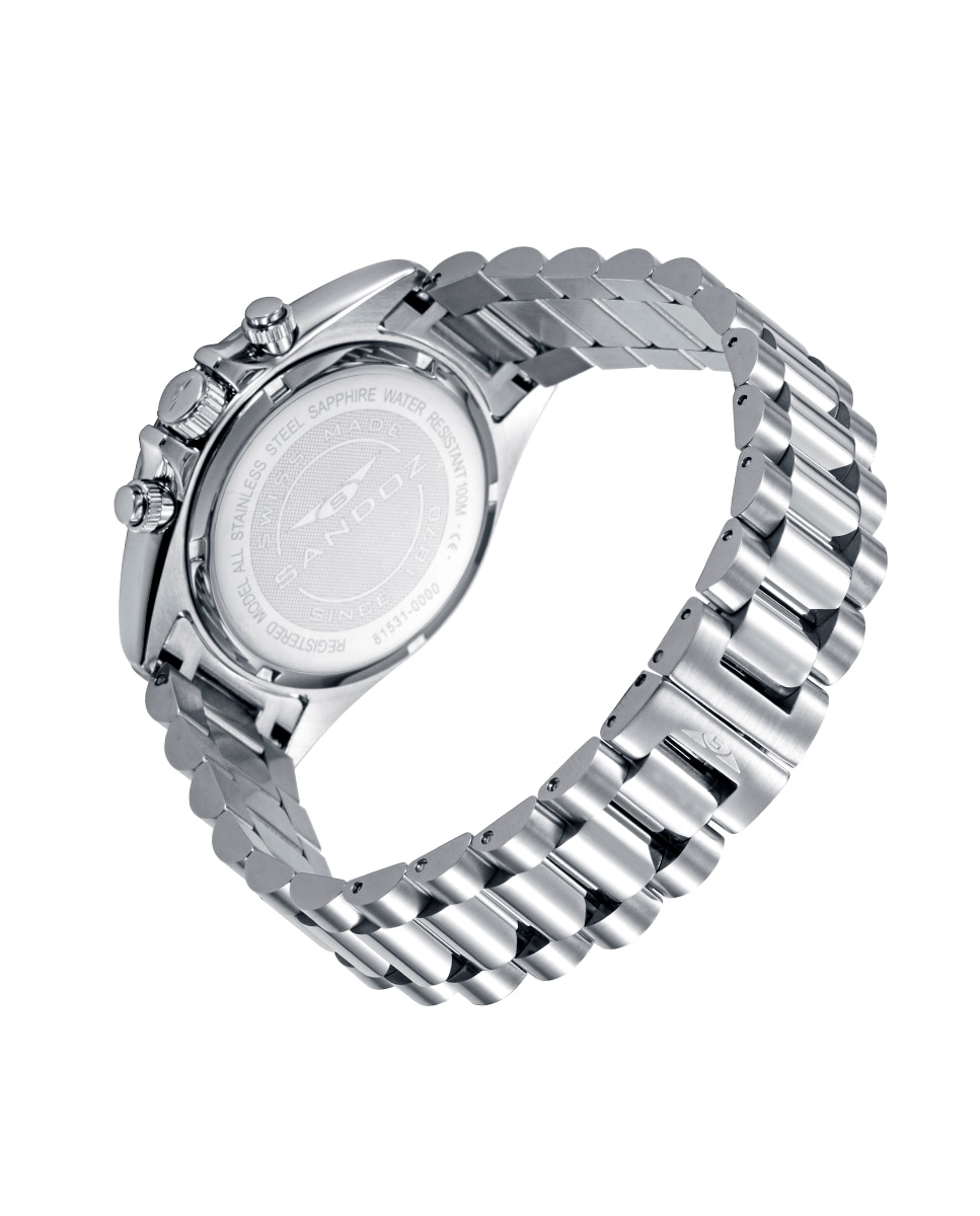 Relógio Sport Caixa Bicolor e Bracelete de Aço Prateado-3