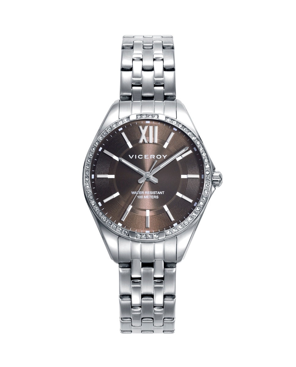 Relógio Analógico Chic Caixa e Bracelete de Aço Prata / Rosa-1