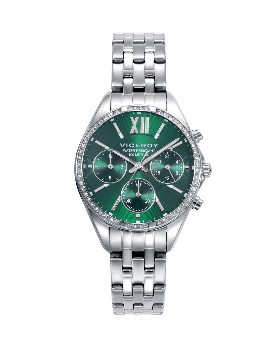 Relógio Analógico Chic Caixa e Bracelete de Aço Verde-1