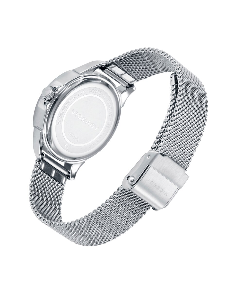 Relógio Analógico Chic Caixa e Malha Milanesa de Aço Azul-2