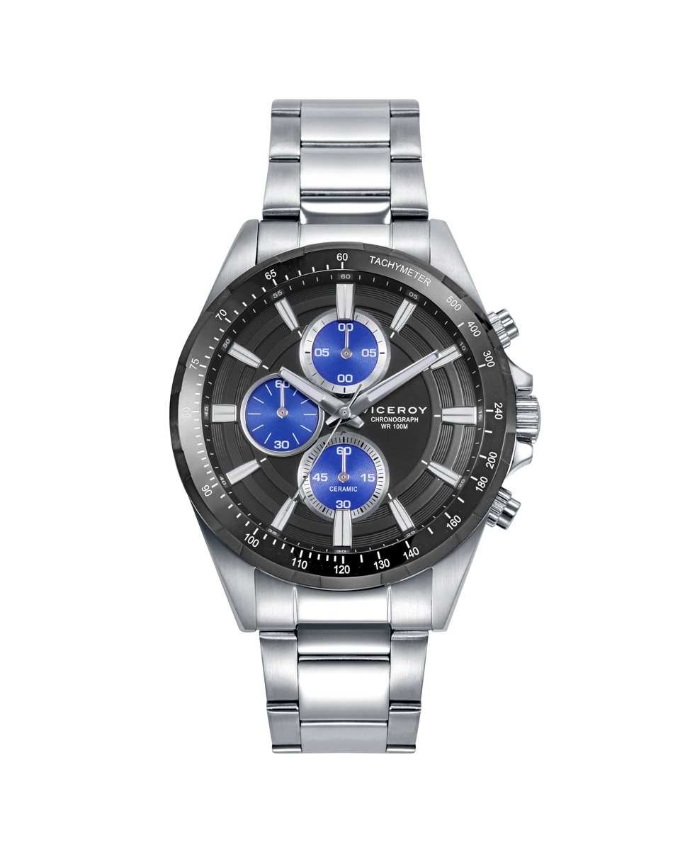Relógio Analógico Magnum Caixa e Bracelete de Aço Preto / Azul-1