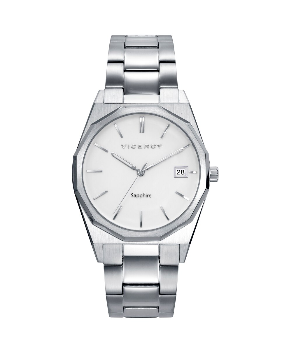 Relógio Analógico Dress Extraplano de Aço com Cristal Safira Cinzento-1
