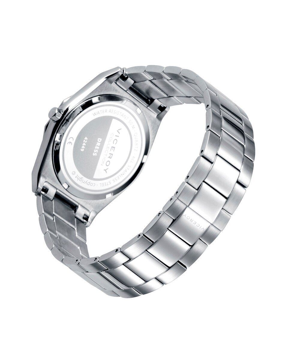 Relógio Analógico Dress Extraplano de Aço com Cristal Safira Cinzento-2