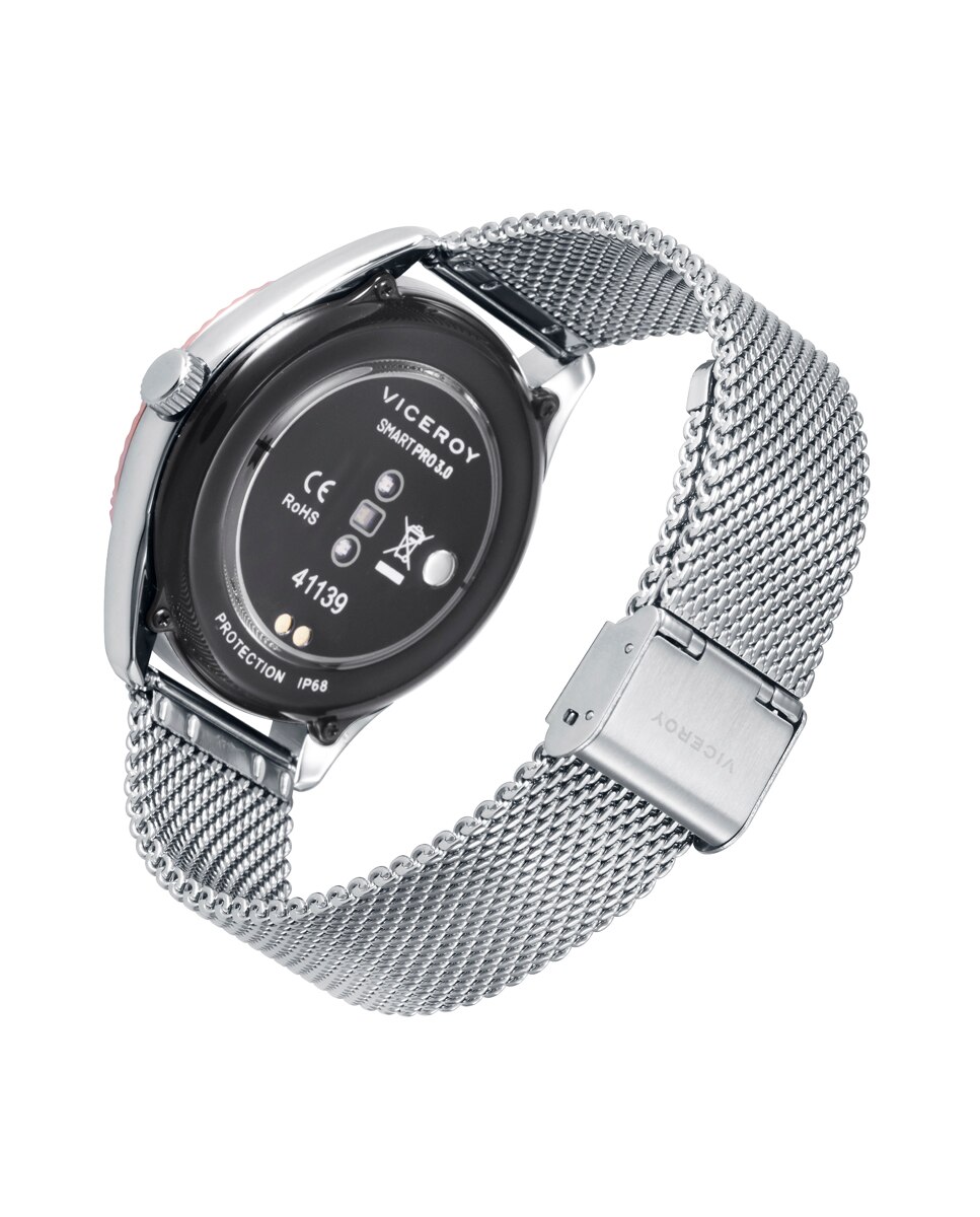 Smartwatch de Caixa Bicolor e Malha Milanesa de Aço Prata-2