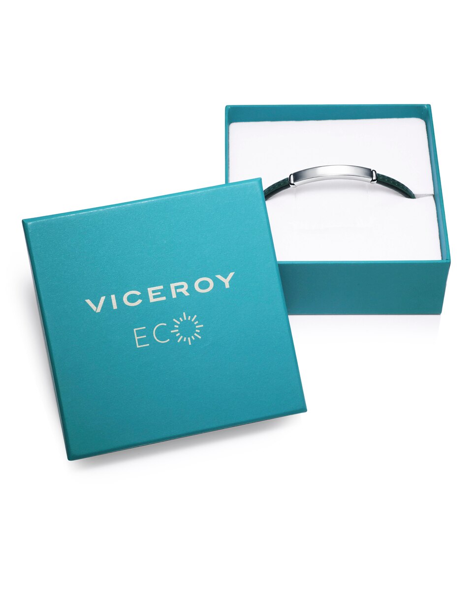 Pulseira Eco de Aço Reciclado com Correia Vegana em Preto e Verde Multicolor-2