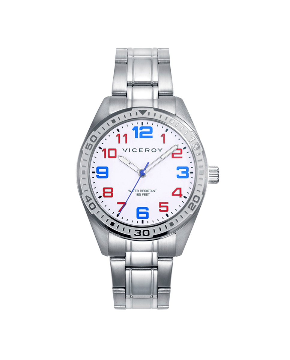 Relógio Infantil com Caixa e Bracelete de Aço e Pulseira de Oferta Prata / Vermelho-1