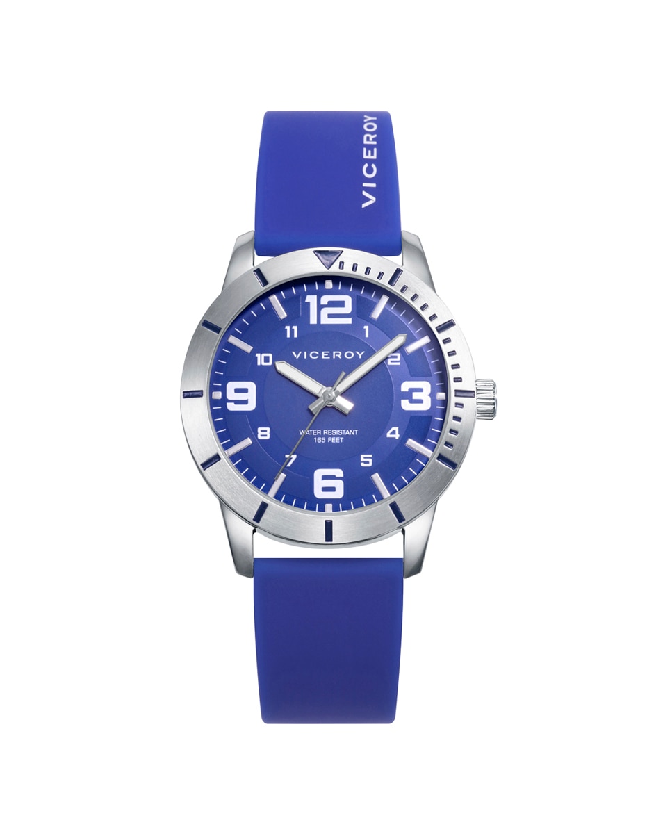 Relógio Infantil com Caixa de Aço e Bracelete de Silicone em Azul e Pulseira de Oferta Azul / Branco-1