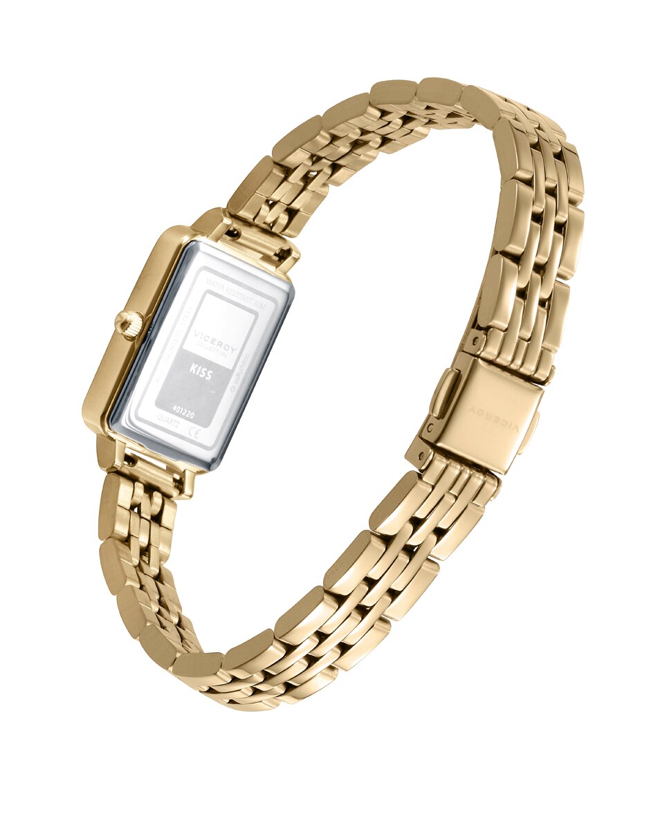 Relógio Analógico Kiss com Caixa e Bracelete de Aço Ip Dourado Dourado-2