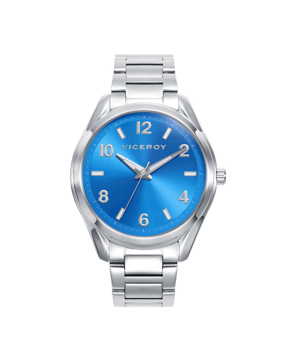 Relógio Analógico Chic com Caixa e Bracelete de Aço Azul-1