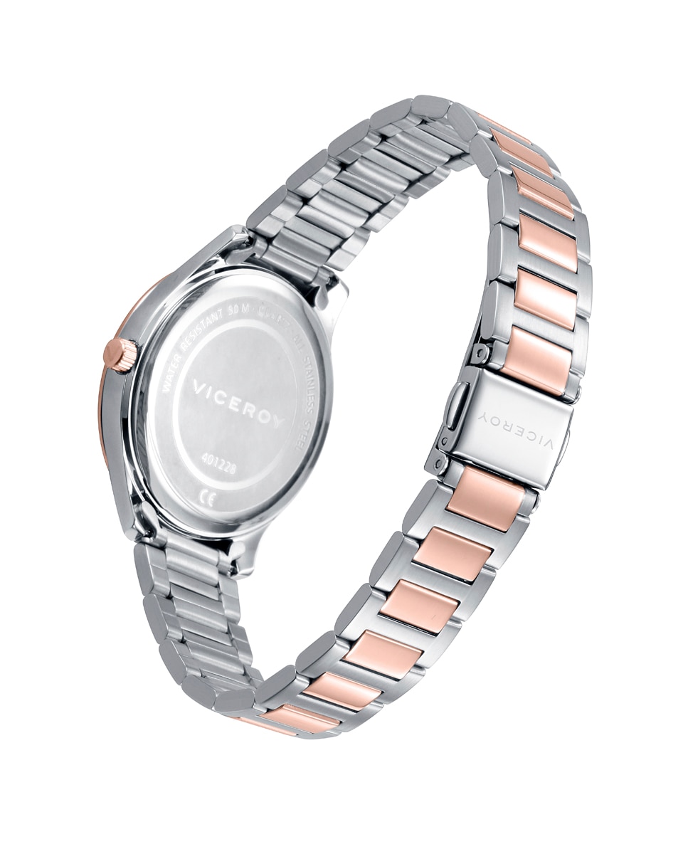 Relógio Analógico Grand com Caixa e Bracelete Bicolor de Aço e Ip Rosa Rosa-2