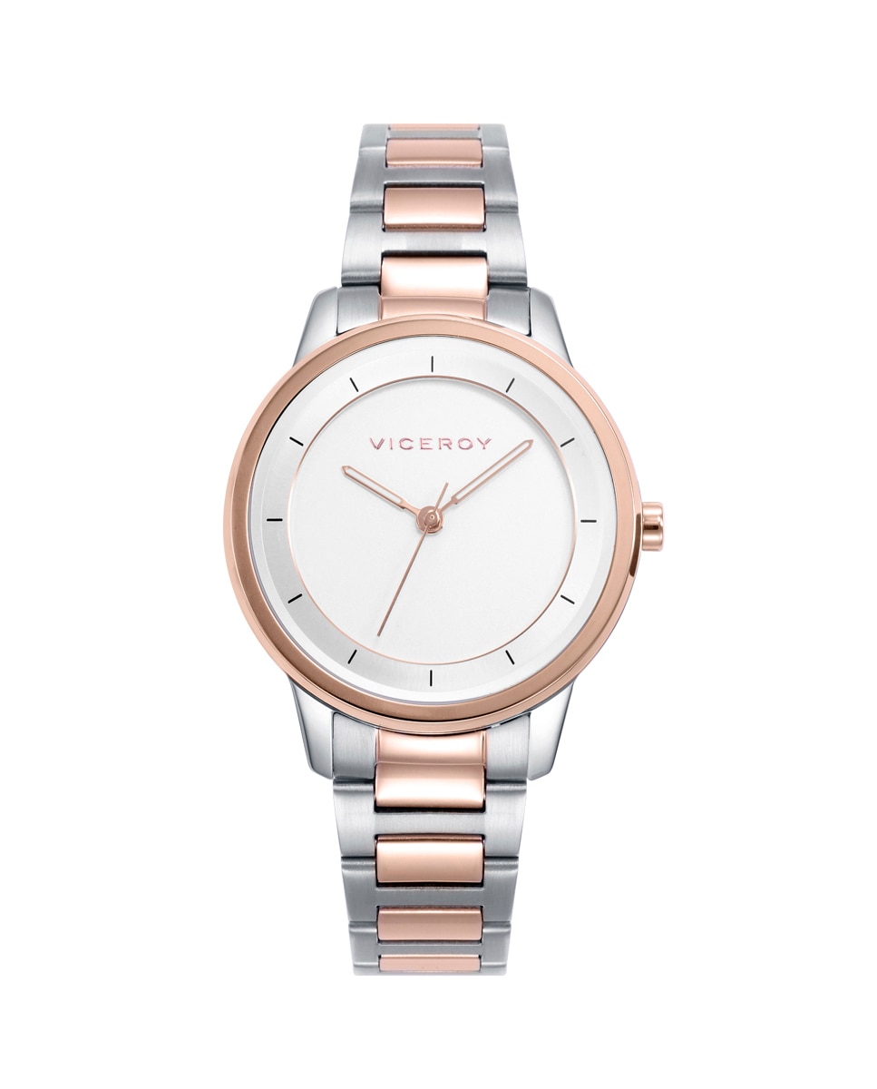 Relógio Analógico Air com Caixa e Bracelete Bicolor de Aço e Ip Rosa Rosa-1