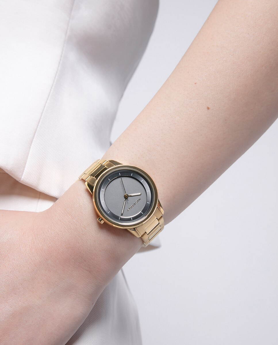 Relógio Analógico Air com Caixa e Bracelete de Aço Ip Dourado Dourado-3