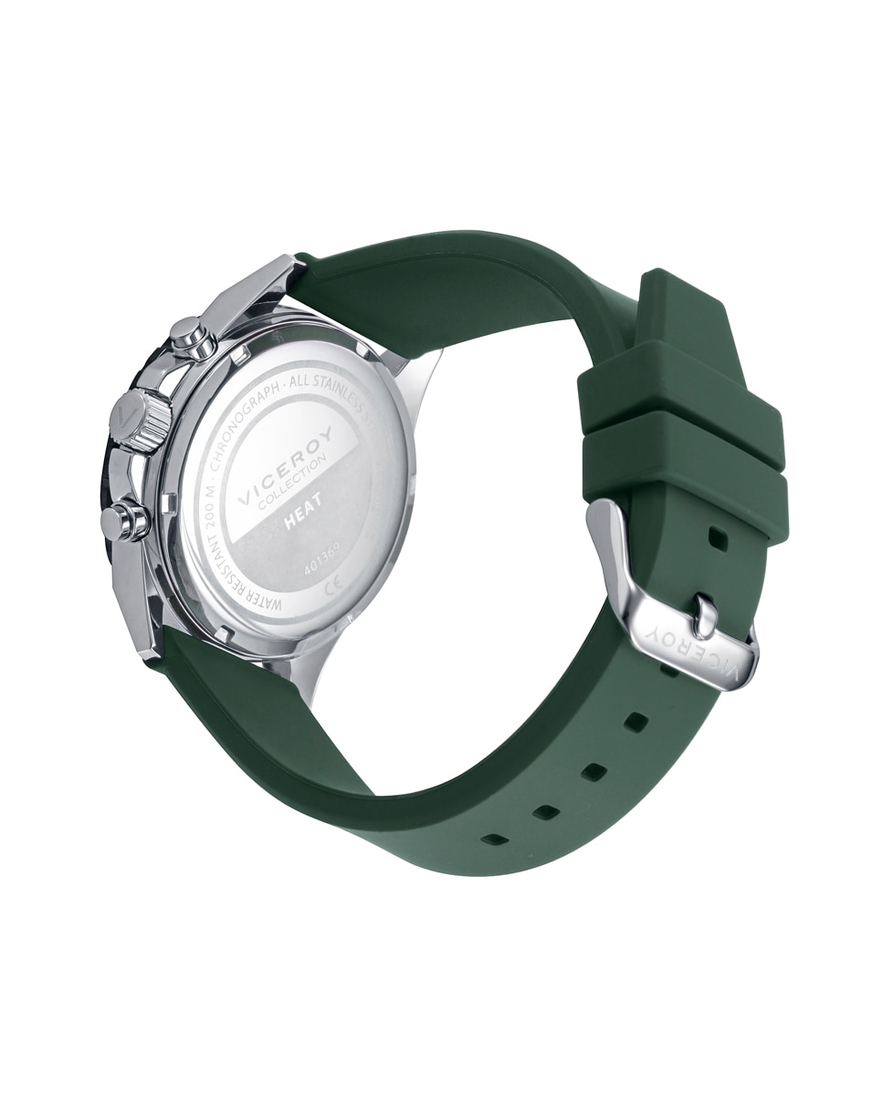 Relógio Analógico Heat com Caixa de Aço com Bisel Giratório e Bracelete de Silicone em Verde Verde-escuro-2
