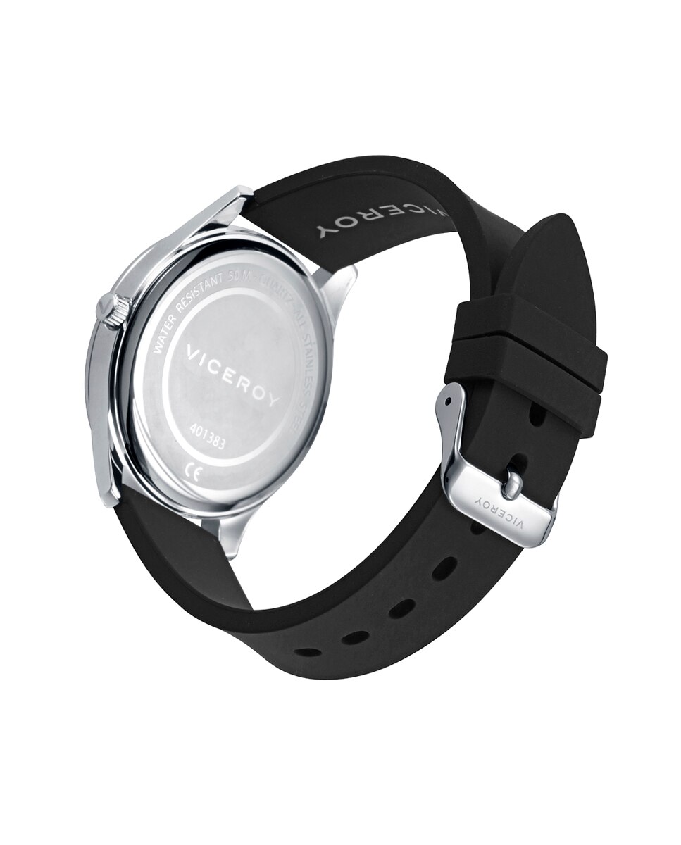 Relógio Analógico Grand com Caixa de Aço e Bracelete de Silicone em Preto Preto / Prata-2