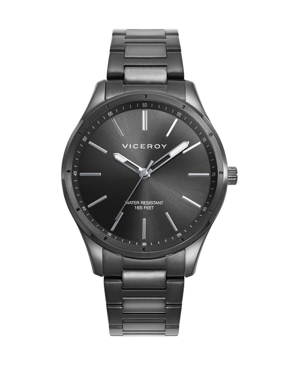 Relógio Analógico Grand com Caixa e Bracelete de Aço Ip em Cinzento Preto / Prata-1