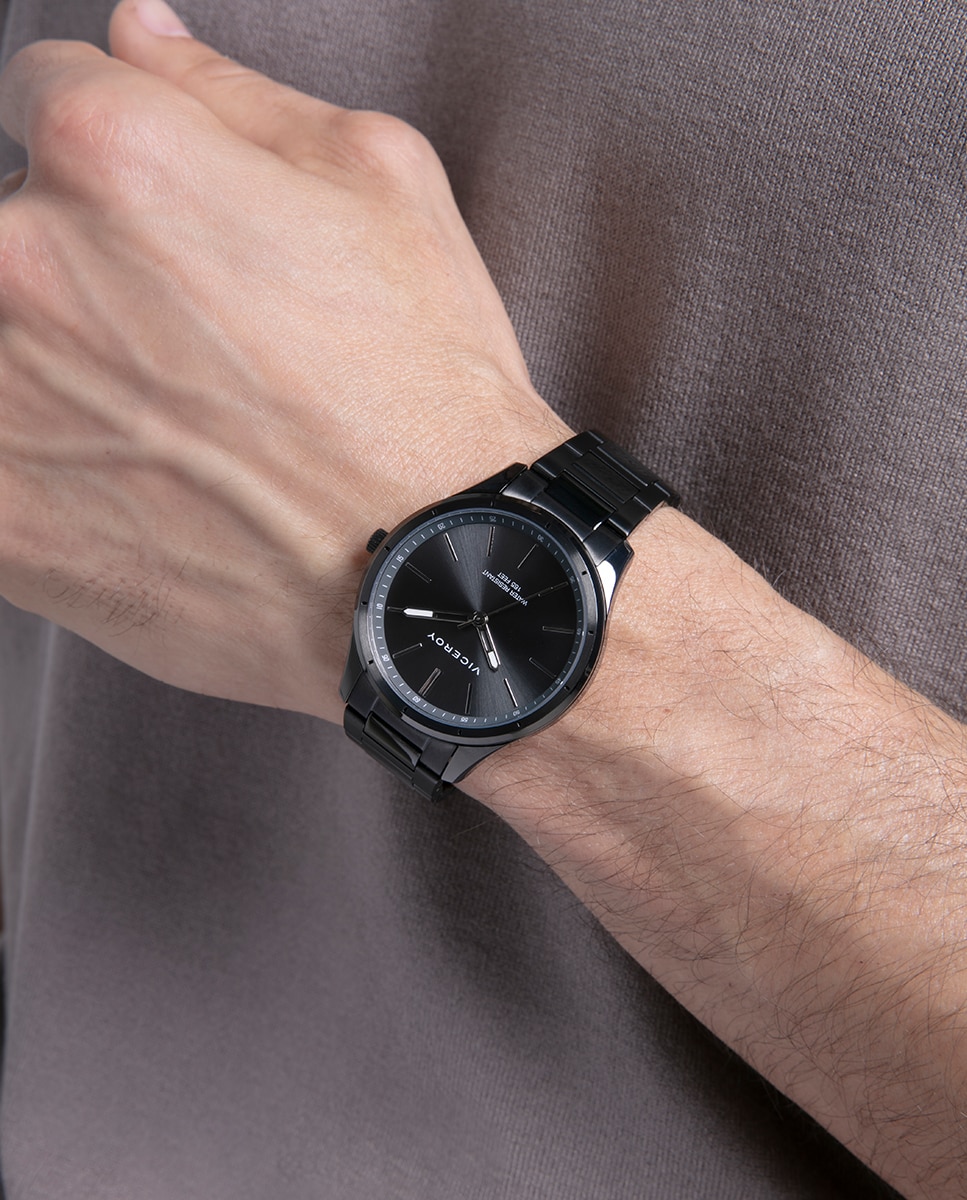 Relógio Analógico Grand com Caixa e Bracelete de Aço Ip em Cinzento Preto / Prata-3