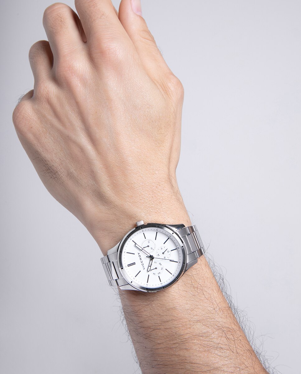 Relógio Analógico Grand com Caixa e Bracelete de Aço Prata mate-3
