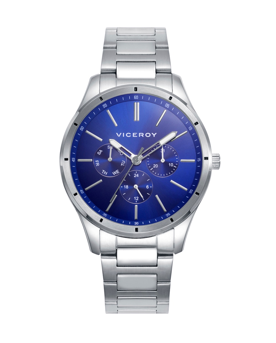 Relógio Analógico Grand com Caixa e Bracelete de Aço Azul-1