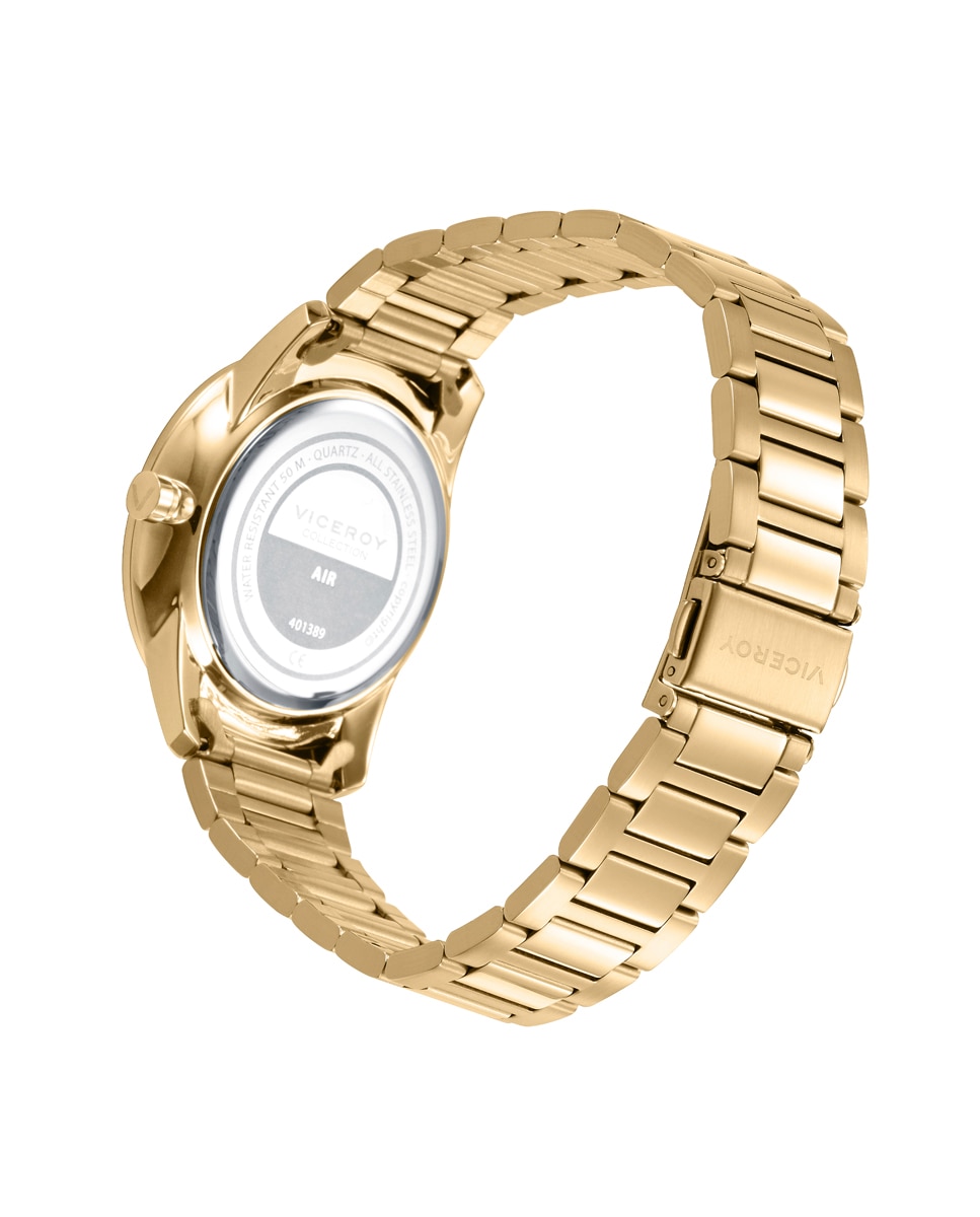 Relógio Analógico Air com Caixa e Bracelete de Aço Ip Dourado Dourado-2