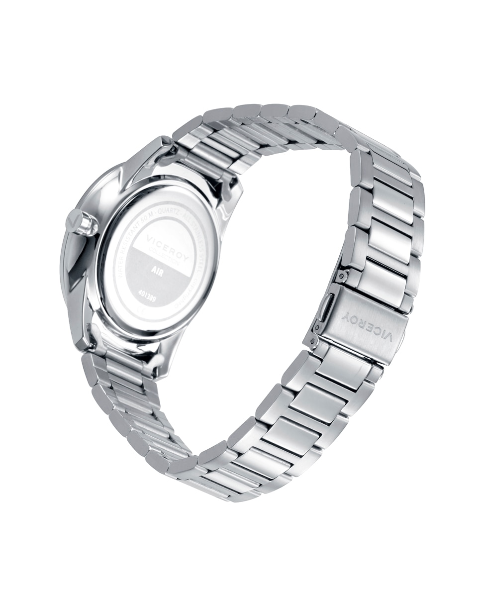 Relógio Analógico Air com Caixa e Bracelete de Aço Azul-2