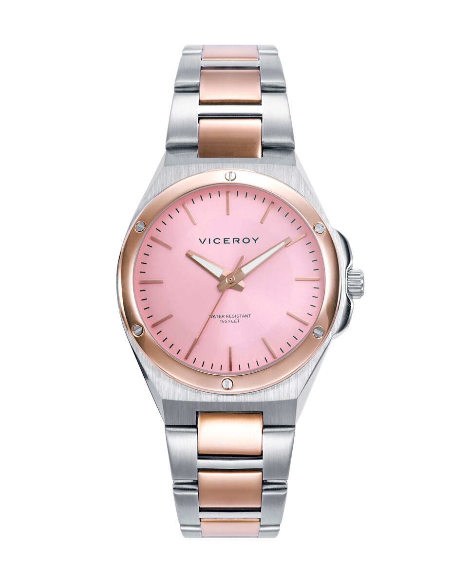 Relógio Analógico Dress com Caixa e Bracelete Bicolor de Aço e Ip Rosa Rosa-1