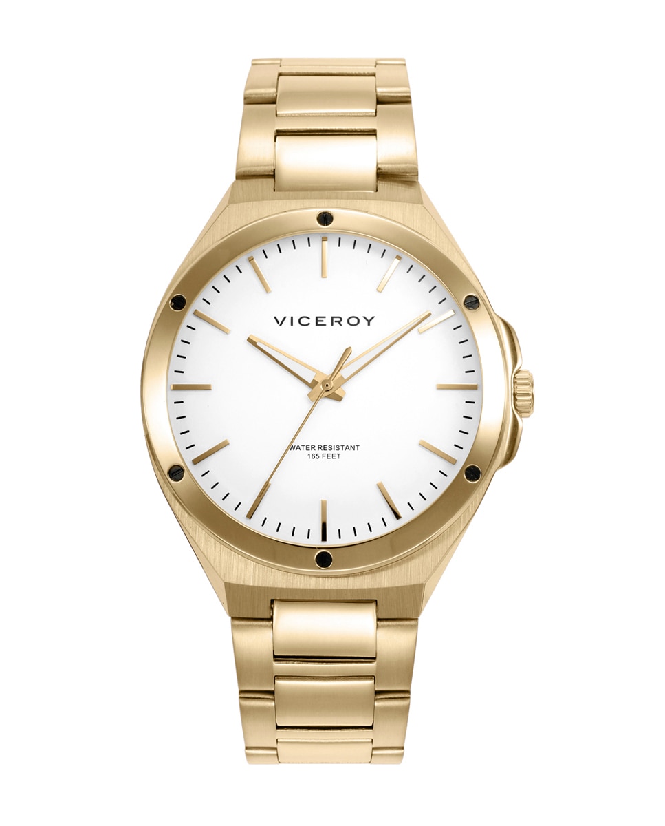Relógio Analógico Dress com Caixa e Bracelete de Aço Ip Dourado Dourado-1