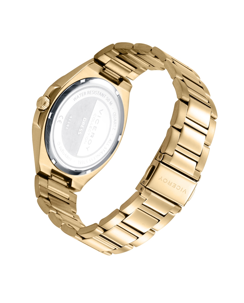 Relógio Analógico Dress com Caixa e Bracelete de Aço Ip Dourado Dourado-2