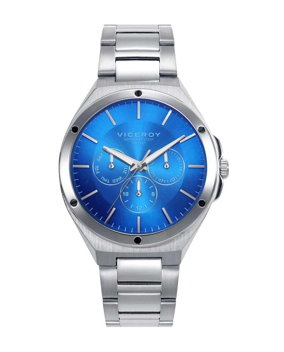 Relógio Analógico Dress com Caixa e Bracelete de Aço Azul-1