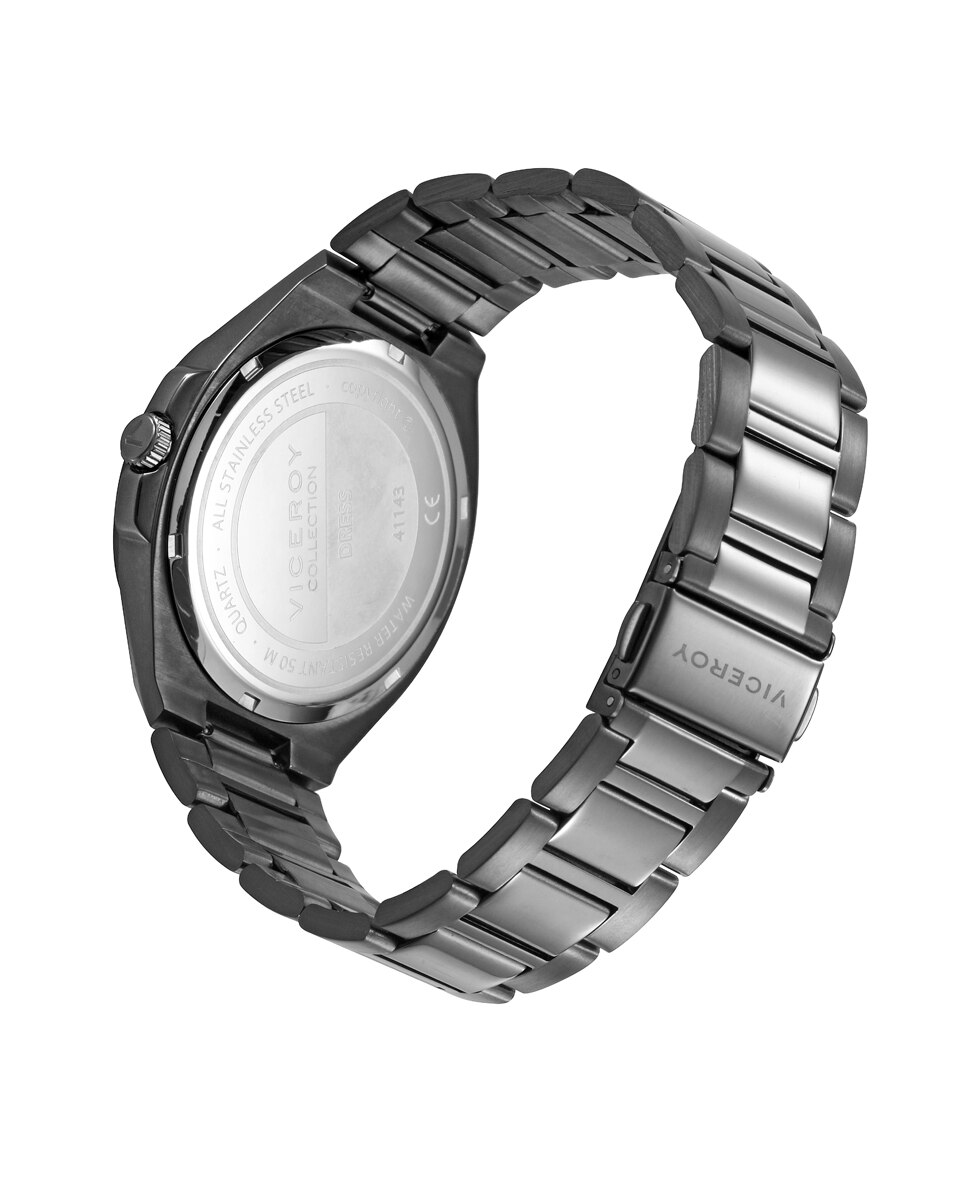 Relógio Analógico Dress com Caixa e Bracelete de Aço Ip em Cinzento Cinzento-escuro-2