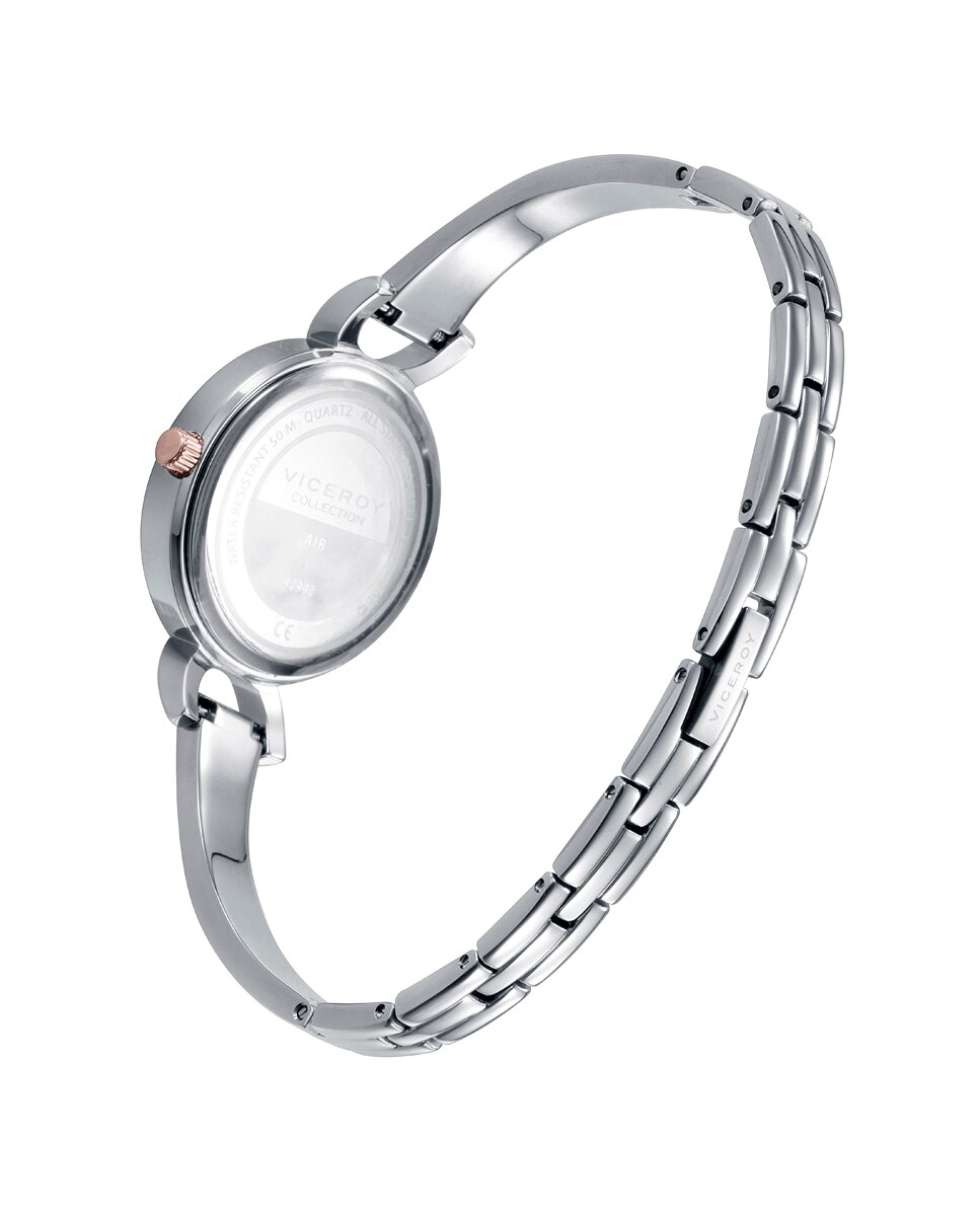 Relógio Analógico Air com Caixa Bicolor de Aço e Ip Rosa com Bracelete de Aço Prata-2