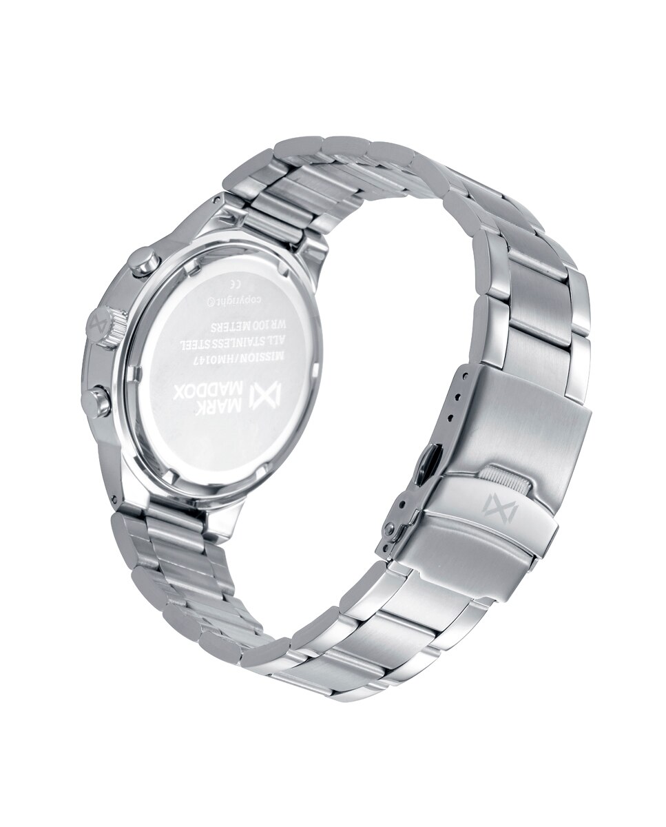 Relógio Analógico Mission com Caixa e Bracelete de Aço Prata / Laranja / Carbono-2