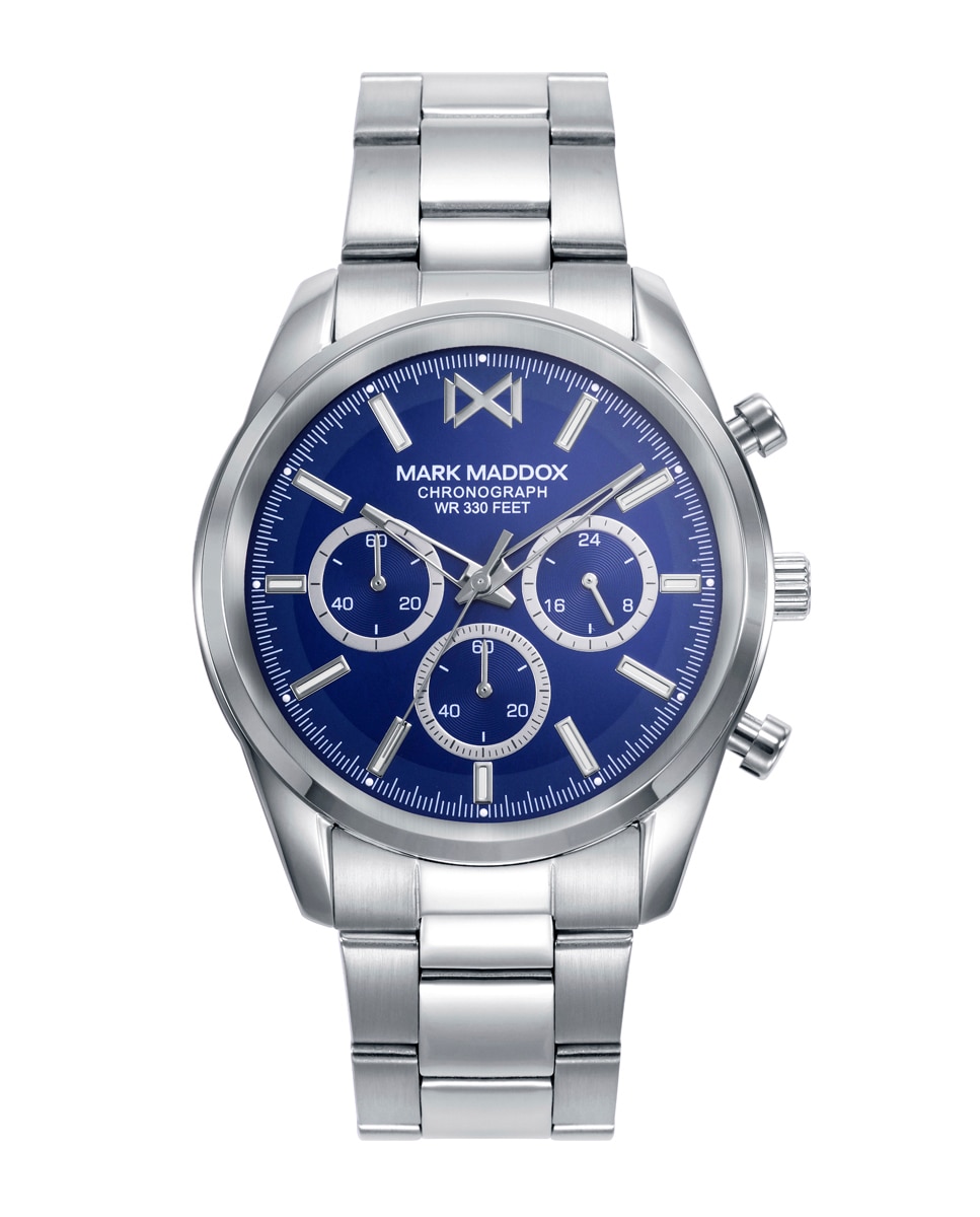 Relógio Analógico Marais com Caixa e Bracelete de Aço Azul-1