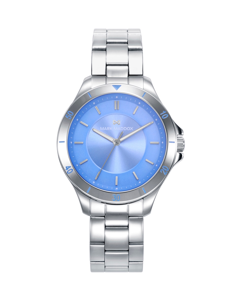 Relógio Analógico Marais com Caixa e Bracelete de Aço Azul-1