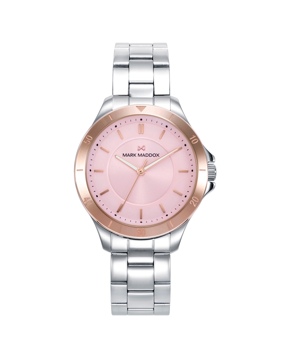 Relógio Analógico Marais com Caixa Bicolor de Aço e Ip Rosa com Bracelete de Aço Rosa-1
