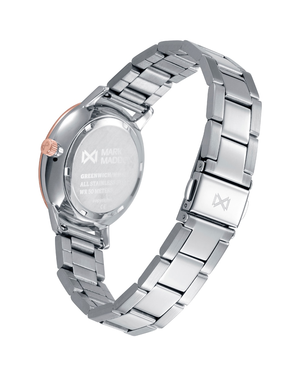 Relógio Analógico Greenwich com Caixa Bicolor de Aço e Ip Rosa com Bracelete de Aço Ouro-2