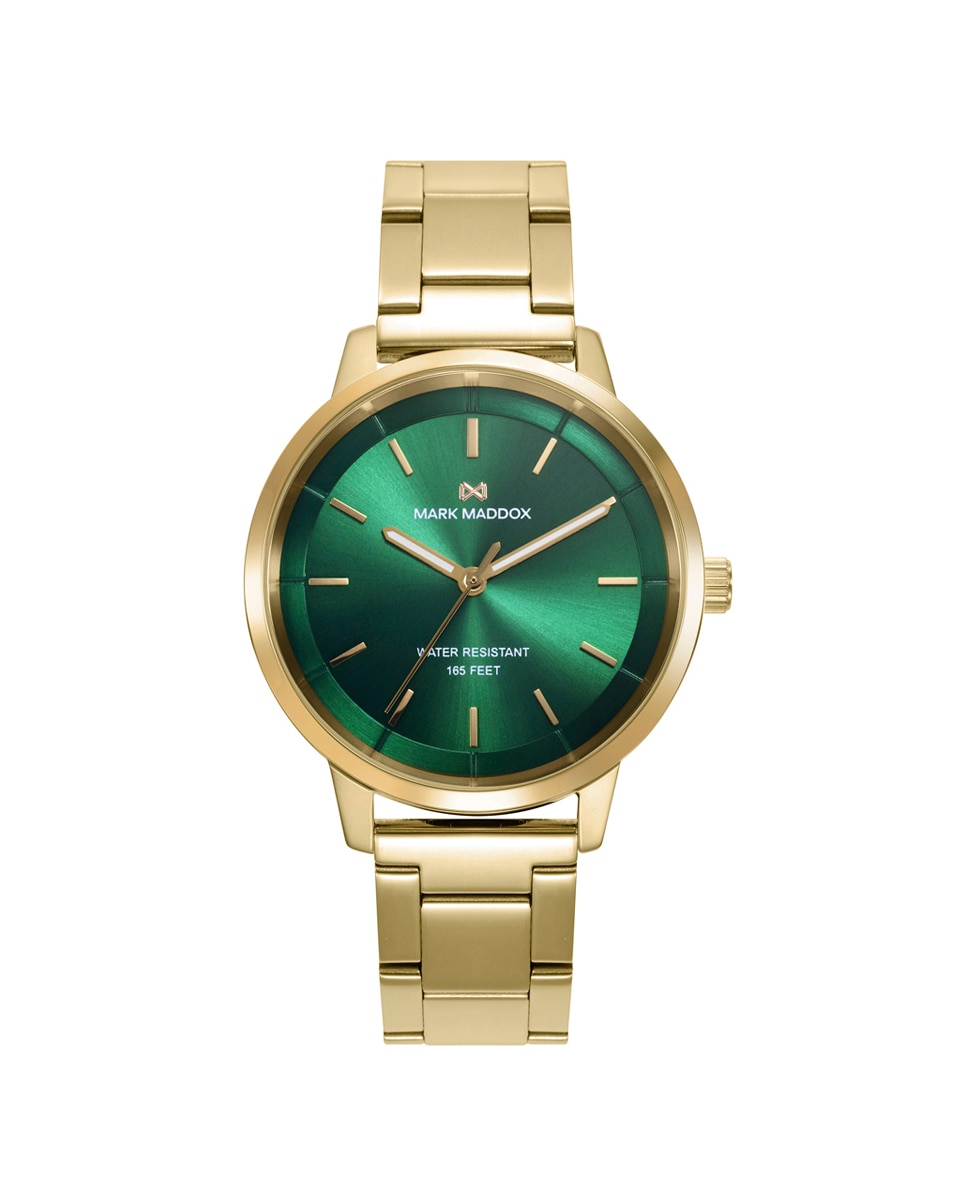 Relógio Analógico Greenwich com Caixa e Bracelete de Aço Ip Dourado Verde-1
