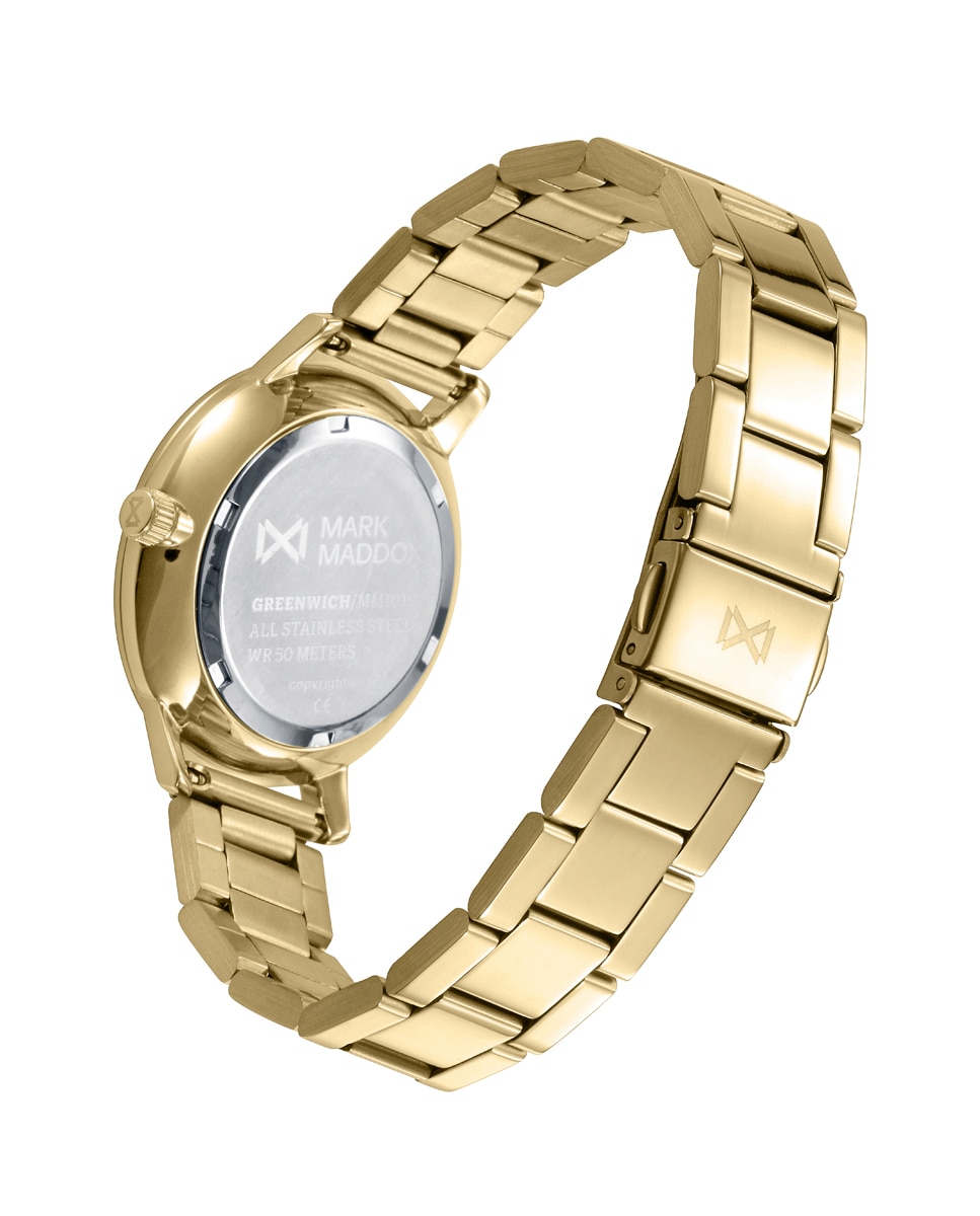 Relógio Analógico Greenwich com Caixa e Bracelete de Aço Ip Dourado Verde-2