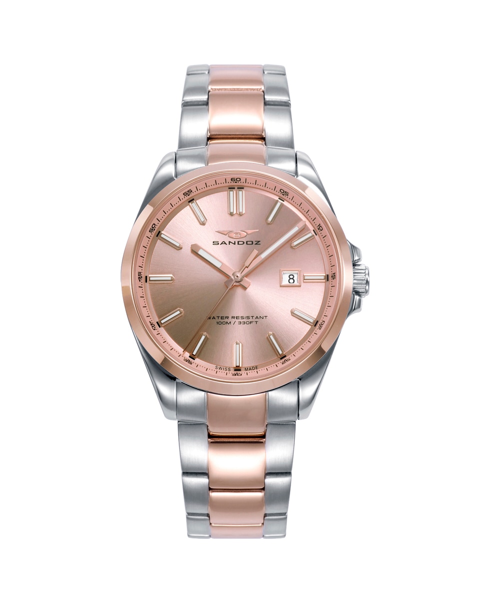 Relógio Casuel, Caixa e Bracelete Bicolor de Aço e Ip Rosa Multicolor-1